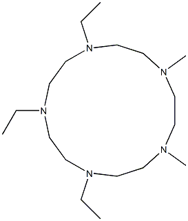 1,4,7-トリエチル-10,13-ジメチル-1,4,7,10,13-ペンタアザシクロペンタデカン 化学構造式