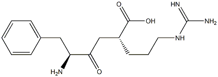 (2R)-5-[(アミノイミノメチル)アミノ]-2-[(S)-3-アミノ-4-フェニル-2-オキソブチル]ペンタン酸 化学構造式