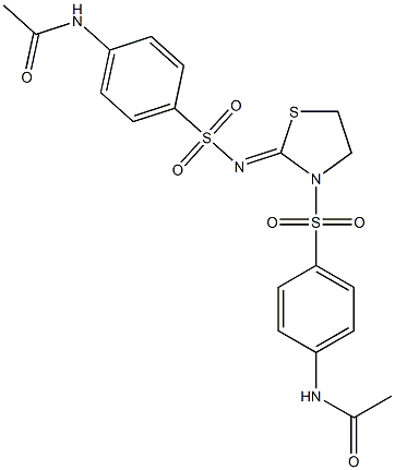 N-(4-(((5-((4-(Acetylamino)phenyl)sulfonyl)(2,5-thiazolidinylidene))azamethyl)sulfonyl)phenyl)ethanamide Struktur