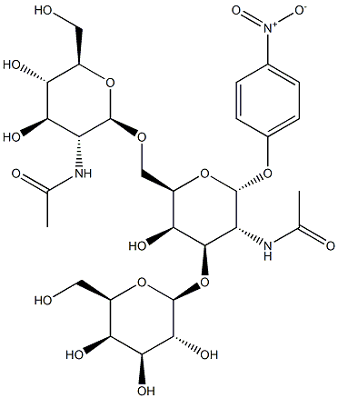 4-NITROPHENYL 2-ACETAMIDO-6-O-(2-ACETAMIDO-2-DEOXY-BETA-D-GLUCOPYRANOSYL)-3-O-(BETA-D-GALACTOPYRANOSYL)-2-DEOXY-A- D-GALACTOPYRANOSIDE Structure
