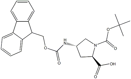 (2R,4S)-Fmoc-4-amino-1-Boc-pyrrolidine-2-carboxylic acid Structure
