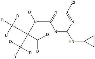 2-tert-Butylamino-d9-4-chloro-6-cyclopropylamino-1,3,5-triazine Struktur