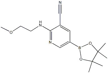 2-(2-methoxyethylamino)-5-(4,4,5,5-tetramethyl-1,3,2-dioxaborolan-2-yl)pyridine-3-carbonitrile 化学構造式