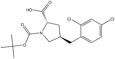 反式-N-BOC-4-(2,4-二氯苄基)-L-脯氨酸,,结构式