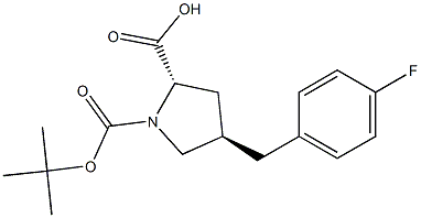 反式-N-BOC-4-(4-氟苄基)-L-脯氨酸 结构式
