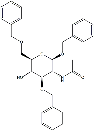 苄基2-乙酰氨基-3,6-二-O-苄基-2-脱氧-Β-D-吡喃葡萄糖苷 结构式