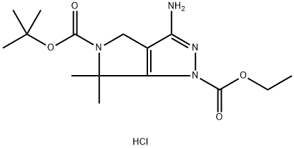 3-氨基-6,6-二甲基-4,6-二氢吡咯并[3,4-C]吡唑-1,5-二羧酸5-(叔丁基)-1-乙酯盐酸盐, 2444880-17-3, 结构式