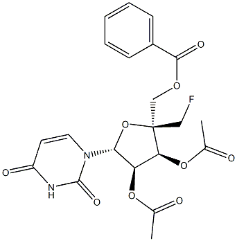 5'-O-Benzoyl-2',3'-di-O-acetyl-4'-C-fluoromethyluridine Structure