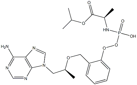 isopropyl (((((S)-1-(6-amino-9H-purin-9-yl)propan-2-yl)oxy)methyl)(phenoxy)phosphoryl)-D-alaninate Struktur