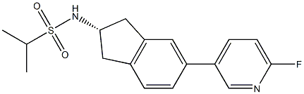 N-((2S)-5-(6-fluoropyridin-3-yl)-2,3-dihydro-1H-inden-2-yl)propane-2-sulfonamide Struktur