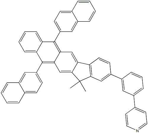 4-(3-(13,13-dimethyl-6,11-di(naphthalen-2-yl)-13H-indeno[1,2-b]anthracen-2-yl)phenyl) pyridine Structure