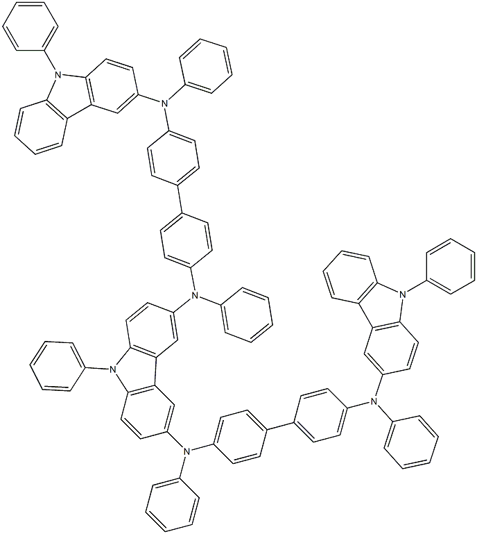N4,N4'-(9-phenyl-9H-carbazole-3,6-diyl)bis(N4,N4'-diphenyl-N4'-(9-phenyl-9H-carbazol-3-yl)-[1,1'-biphenyl]-4,4'-diamine) Structure