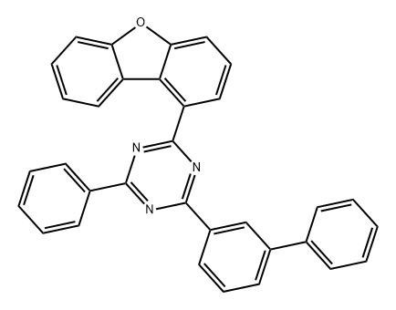 2-([1,1'-联苯]-3-基)-4-(二苯并[B,D]呋喃-1-基)-6-苯基-1,3,5-三嗪 结构式