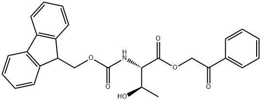 2-oxo-2-phenylethyl (2S,3R)-2-({[(9H-fluoren-9-yl)methoxy]carbonyl}amino)-3-hydroxybutanoate 结构式