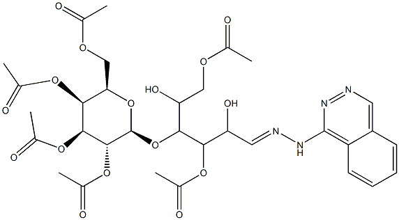 (2R,3S,4S,5R,6S)-2-(Acetoxymethyl)-6-(((E)-1,4-diacetoxy-2,5-dihydroxy-6-(2-(phthalazin-1-yl)hydrazono)hexan-3-yl)oxy)tetrahydro-2H-pyran-3,4,5-triyl Triacetate Struktur