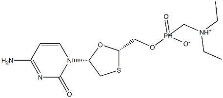 Phosphonic Acid Mono[[(2S,5R)-5-(4-amino-2-oxo-1(2H)-pyrimidinyl)-1,3-oxathiolan-2-yl]methyl] Ester Triethylamine Salt 化学構造式