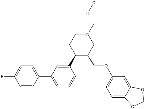 (trans)-3-((benzo[d][1,3]dioxol-5-yloxy)methyl)-4-(4'-fluoro-[1,1'- biphenyl]-3-yl)-1-methylpiperidine hydrochloride Structure