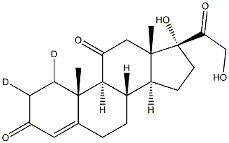4‐プレグネン‐17Α,21‐ジオール‐3,11,20‐トリオン‐1,2‐D2 化学構造式