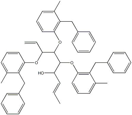 4,5,6-Tri-O-benzyl-3-benzyloxymethyl-octa-1,7-dien-3-ol 化学構造式