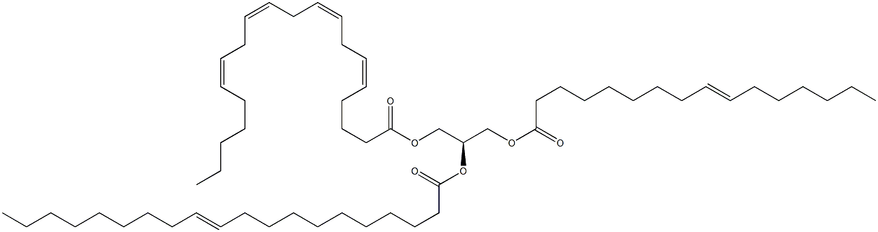 1-(9Z-hexadecenoyl)-2-(11Z-eicosenoyl)-3-(5Z,8Z,11Z,14Z-eicosatetraenoyl)-sn-glycerol 化学構造式