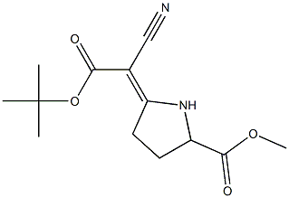 Acetic acid, 2-cyano-2-(5-carbmethoxypyrrolidine-2-ylidene)-, t-butyl  ester Struktur