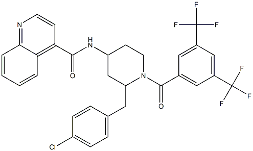 quinoline-4-carboxylic acid (1-(3,5-bis-trifluoromethylbenzoyl)-2-(4-chlorobenzyl)piperidin-4-yl)amide Structure