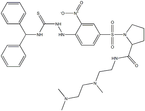  N-(4-(2-(2-((2-dmethylaminoethyl)methylamino)ethylaminocarbonyl)pyrrolidinylsulfonyl)-2-nitrophenylamino)-N'-diphenylmethylthiourea