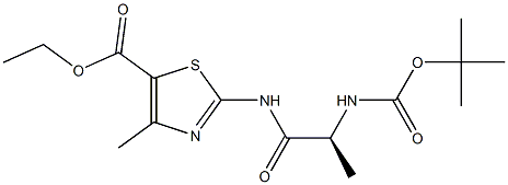 ethyl 2-(N-(tert-butyloxycarbonyl)alanylamino)-4-methyl-1,3-thiazole-5-carboxylate,,结构式