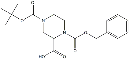 4-叔丁氧羰基-1-苄氧羰基-2-哌嗪羧酸, , 结构式