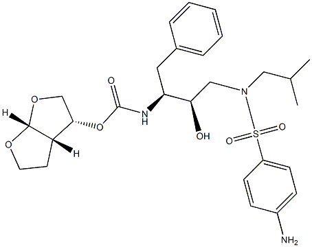[(1R,5S,6R)-2,8-dioxabicyclo[3.3.0]oct-6-yl] N-[(2S,3R)-4-[(4-aminophenyl)sulfonyl-(2-methylpropyl)amino]-3-hydroxy-1-phenyl-butan-2-yl]carbamate Structure
