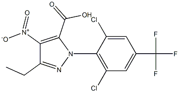 1-[2,6-DICHLORO-4-(TRIFLUOROMETHYL)PHENYL]-3-ETHYL-4-NITRO-1H-PYRAZOLE-5-CARBOXYLICACID Structure
