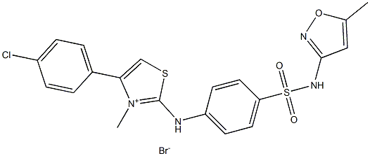 4-(4-chlorophenyl)-3-methyl-2-(4-{[(5-methylisoxazol-3-yl)amino]sulfonyl}anilino)-1,3-thiazol-3-ium bromide Structure