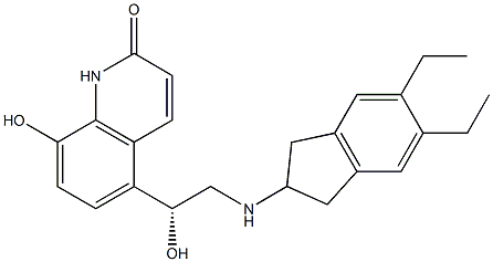 5-[(1R)-2-[(5,6-diethyl-2,3-dihydro-1H-inden-2-yl)amino]-1-hydroxy-ethyl]-8-hydroxy-1H-quinolin-2-one Struktur