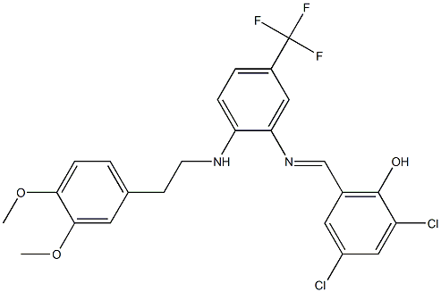 2,4-dichloro-6-({[2-[(3,4-dimethoxyphenethyl)amino]-5-(trifluoromethyl)phenyl]imino}methyl)phenol