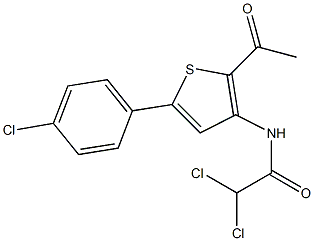 N1-[2-acetyl-5-(4-chlorophenyl)-3-thienyl]-2,2-dichloroacetamide Struktur