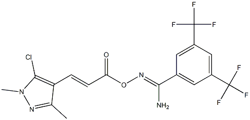 O1-[3-(5-chloro-1,3-dimethyl-1H-pyrazol-4-yl)acryloyl]-3,5-di(trifluoromethyl)benzene-1-carbohydroximamide Structure