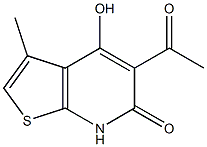 5-acetyl-4-hydroxy-3-methyl-6,7-dihydrothieno[2,3-b]pyridin-6-one Struktur