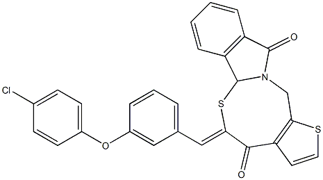 5-{(Z)-[3-(4-chlorophenoxy)phenyl]methylidene}-5H-thieno[2',3':5,6][1,3]thiazocino[2,3-a]isoindole-4,11(6aH,13H)-dione Structure