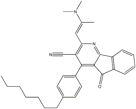 2-[(E)-2-(dimethylamino)-1-propenyl]-4-(4-heptylphenyl)-5-oxo-5H-indeno[1,2-b]pyridine-3-carbonitrile Structure