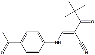 (E)-3-(4-acetylanilino)-2-(2,2-dimethylpropanoyl)-2-propenenitrile 结构式