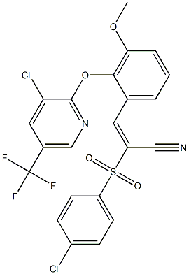 (E)-2-[(4-chlorophenyl)sulfonyl]-3-(2-{[3-chloro-5-(trifluoromethyl)-2-pyridinyl]oxy}-3-methoxyphenyl)-2-propenenitrile Struktur