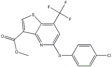 methyl 5-[(4-chlorophenyl)thio]-7-(trifluoromethyl)thieno[3,2-b]pyridine-3-carboxylate Structure