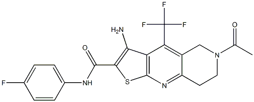 6-acetyl-3-amino-N-(4-fluorophenyl)-4-(trifluoromethyl)-5,6,7,8-tetrahydrothieno[2,3-b][1,6]naphthyridine-2-carboxamide Structure