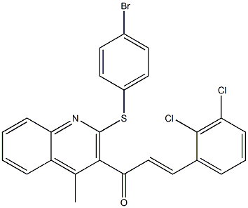 (E)-1-{2-[(4-bromophenyl)sulfanyl]-4-methyl-3-quinolinyl}-3-(2,3-dichlorophenyl)-2-propen-1-one Struktur