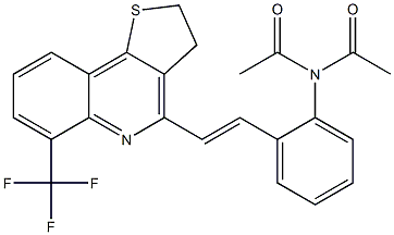 N-acetyl-N-(2-{(E)-2-[6-(trifluoromethyl)-2,3-dihydrothieno[3,2-c]quinolin-4-yl]ethenyl}phenyl)acetamide Struktur
