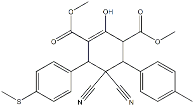 dimethyl 5,5-dicyano-2-hydroxy-4-(4-methylphenyl)-6-[4-(methylsulfanyl)phenyl]-1-cyclohexene-1,3-dicarboxylate Structure