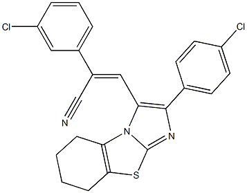 (Z)-2-(3-chlorophenyl)-3-[2-(4-chlorophenyl)-5,6,7,8-tetrahydroimidazo[2,1-b][1,3]benzothiazol-3-yl]-2-propenenitrile Structure