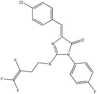 4-[(Z)-(4-chlorophenyl)methylidene]-1-(4-fluorophenyl)-2-[(3,4,4-trifluoro-3-butenyl)sulfanyl]-1H-imidazol-5-one Structure