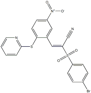 (E)-2-[(4-bromophenyl)sulfonyl]-3-[5-nitro-2-(2-pyridinylsulfanyl)phenyl]-2-propenenitrile,,结构式