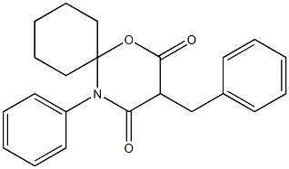 3-benzyl-5-phenyl-1-oxa-5-azaspiro[5.5]undecane-2,4-dione Struktur